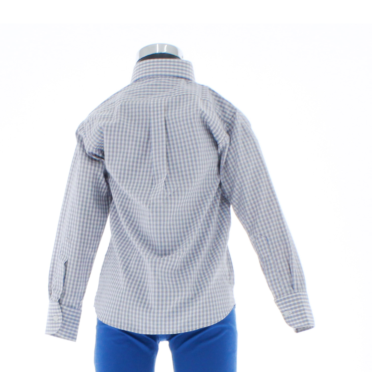 Foto 4 pulgar | Camisa Para Niño Chicos Olé 3673 Azul Cuadros Manga Larga