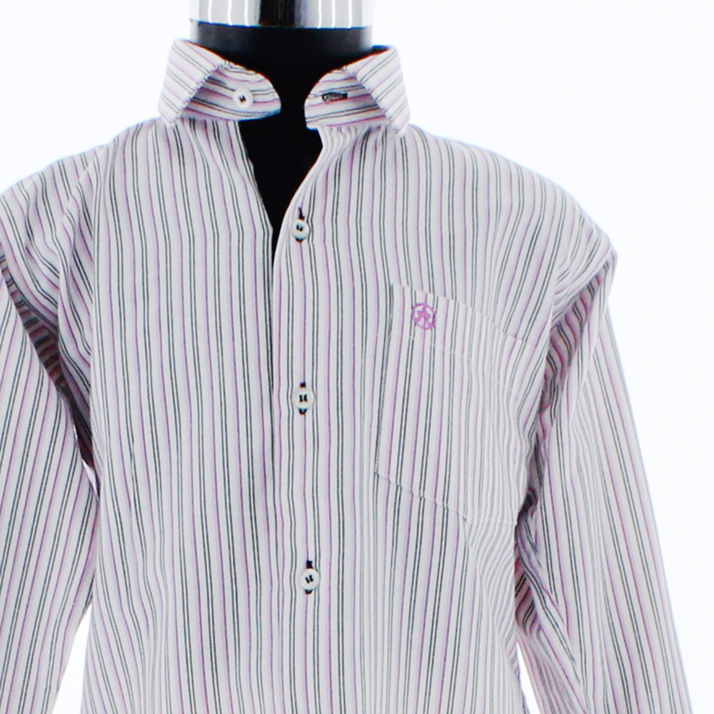 Foto 4 pulgar | Camisa Para Niño Chicos Olé 3654 Blanco Rayas Manga Larga