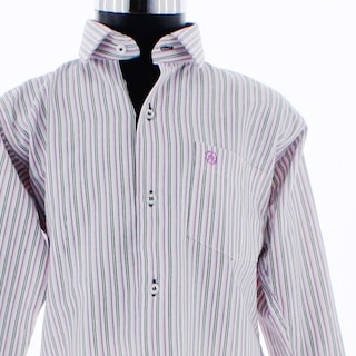 Foto 3 | Camisa Para Niño Chicos Olé 3654 Blanco Rayas Manga Larga