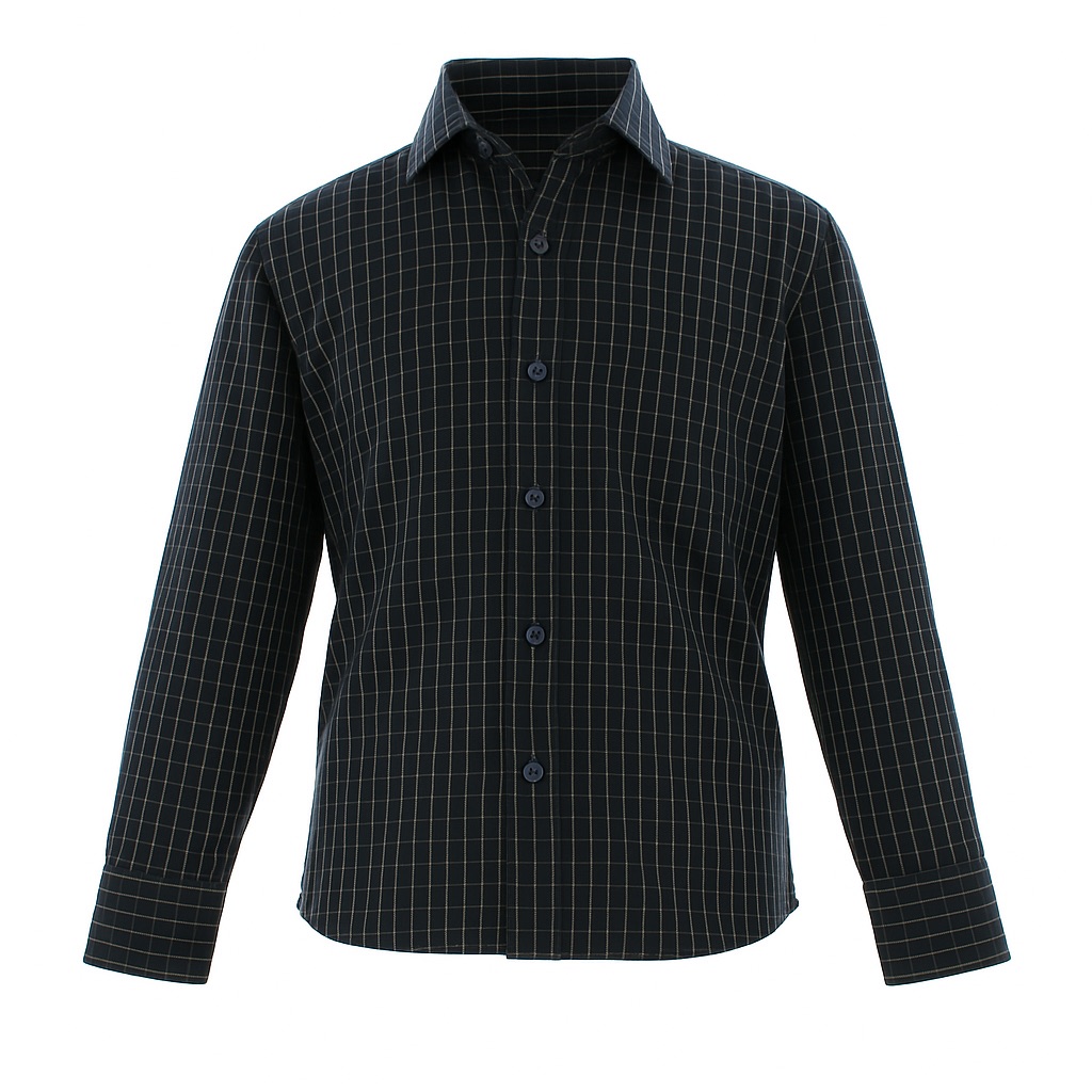 Foto 2 pulgar | Camisa Para Niño Chicos Olé 3659 Negro Cuadros Manga Larga