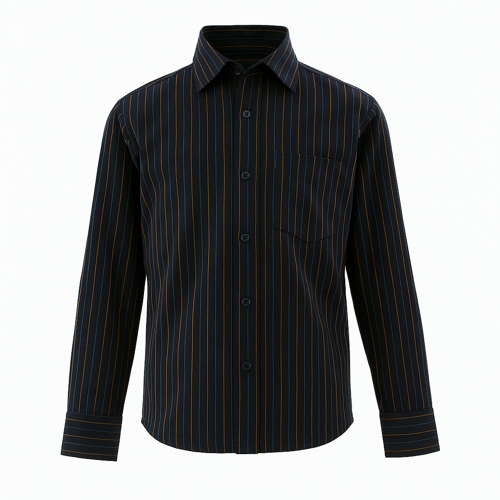 Foto 2 pulgar | Camisa Para Niño Chicos Olé 3658 Negro Rayas Manga Larga