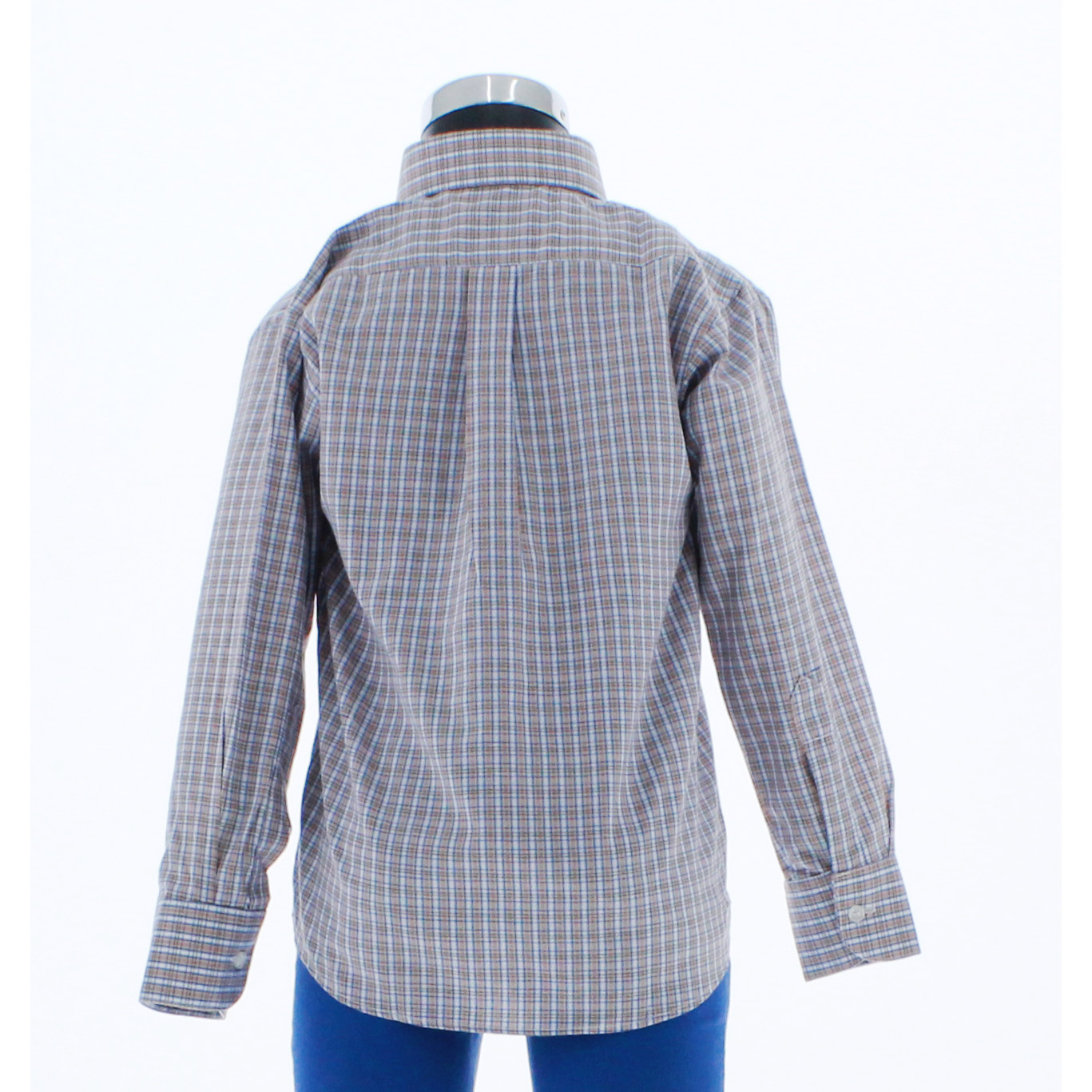 Foto 3 | Camisa Para Niño Chicos Olé 3666 Azul Cuadros Manga Larga