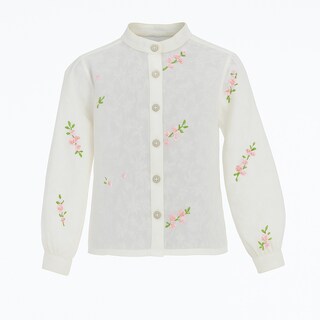 Foto 1 | Blusa Para Niña Chicos Olé 3506 Blanco Bordado Floral Manga Larga