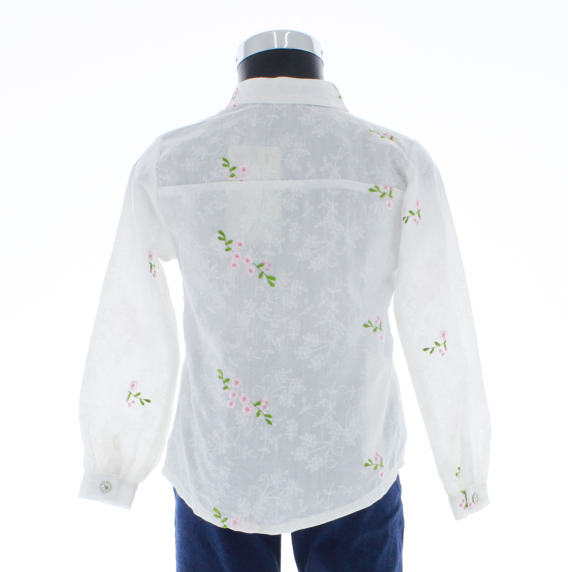 Foto 3 pulgar | Blusa Para Niña Chicos Olé 3506 Blanco Bordado Floral Manga Larga