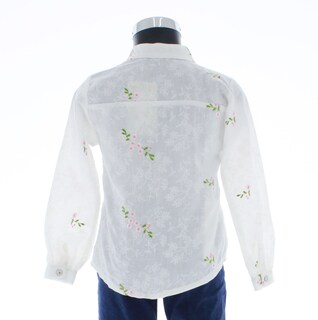 Foto 2 | Blusa Para Niña Chicos Olé 3506 Blanco Bordado Floral Manga Larga