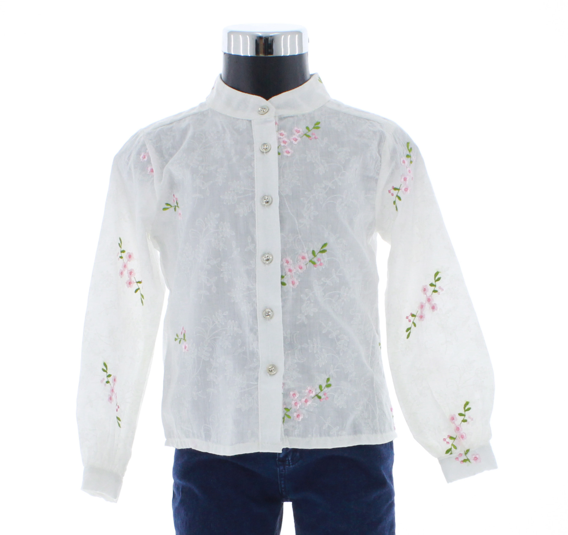 Foto 4 pulgar | Blusa Para Niña Chicos Olé 3506 Blanco Bordado Floral Manga Larga