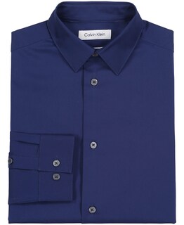 Foto 2 | Camisa De Vestir Calvin Klein Para Niños, Manga Larga, Azul, Talla 18 - Venta Internacional.