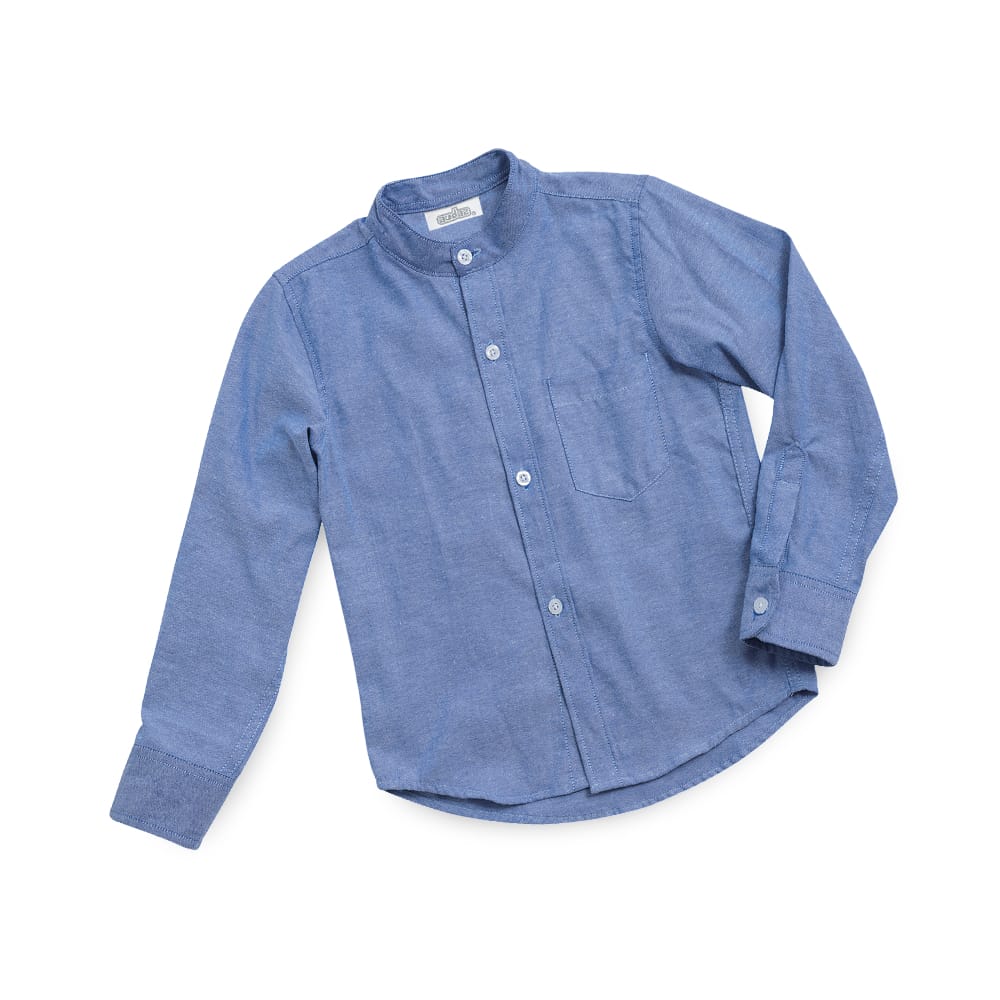 Foto 3 pulgar | Camisa Audaz Para Niño De Algodón Azul Con Cuello Mao