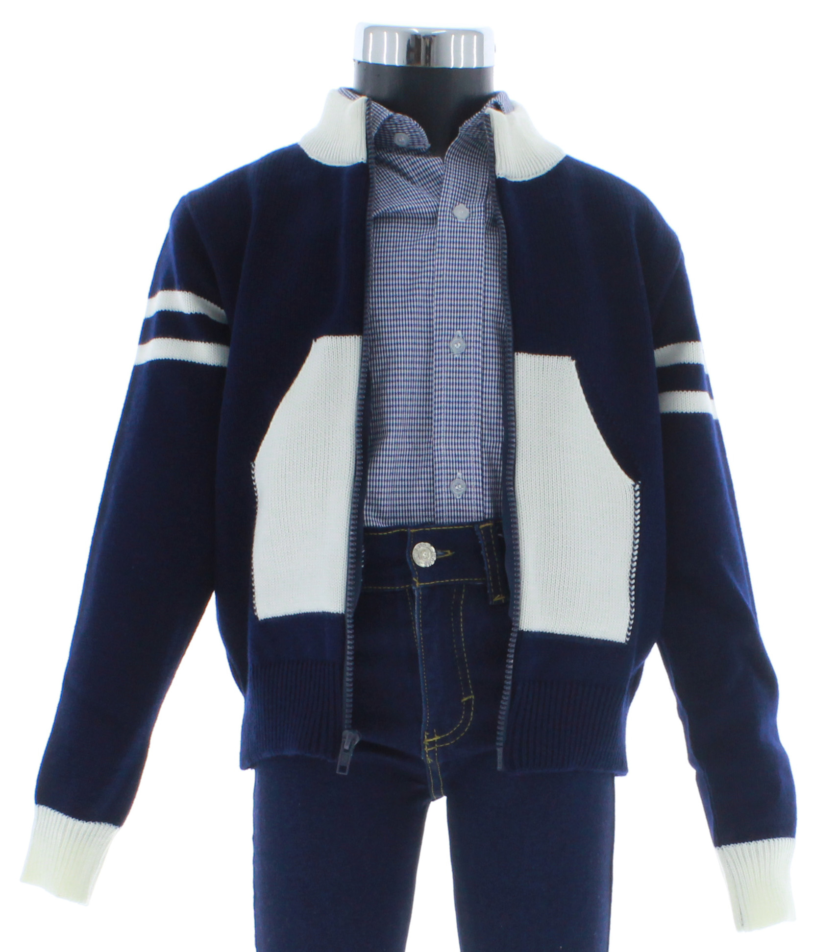 Foto 4 pulgar | Suéter Para Niño Chicos Olé 2985 Azul Marino Con Cierre