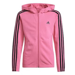 Foto 1 | Conjunto Con Gorro Essentials 3 Franjas Cierre Frontal Adidas Rosa Niños