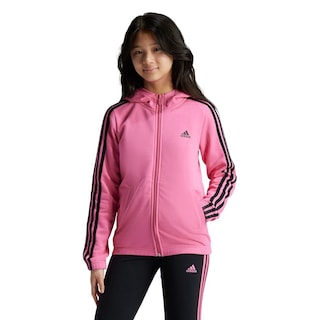 Foto 2 | Conjunto Con Gorro Essentials 3 Franjas Cierre Frontal Adidas Rosa Niños