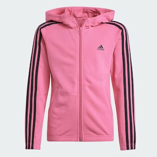 Foto 3 | Conjunto Con Gorro Essentials 3 Franjas Cierre Frontal Adidas Rosa Niños