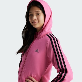 Foto 7 | Conjunto Con Gorro Essentials 3 Franjas Cierre Frontal Adidas Rosa Niños