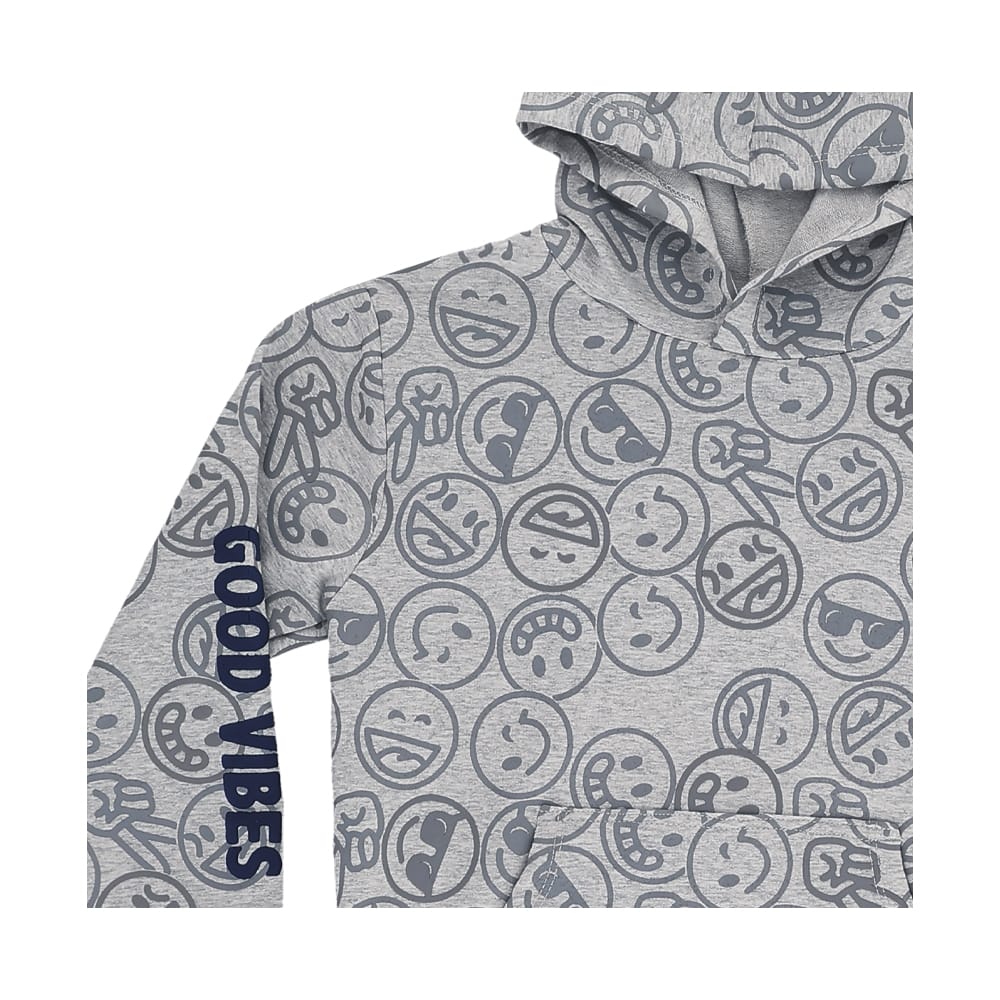 Foto 4 pulgar | Sudadera Audaz Para Niño Poliéster Gris Con Estampado De Emojis