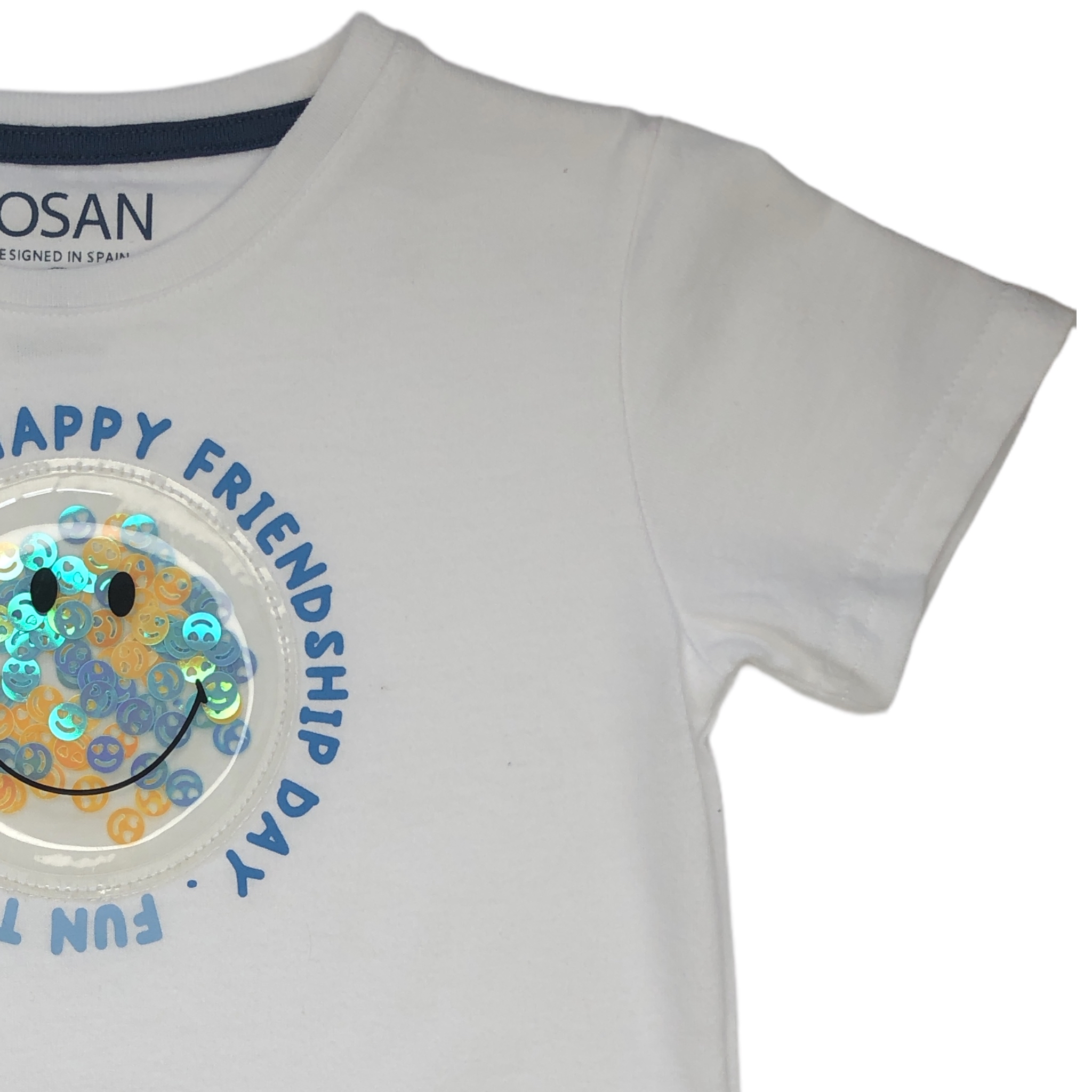 Foto 3 pulgar | Playera Slime Losan 215-1023AL color Blanco Happy Friend Ship Day Fun Together para Niño