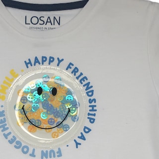 Foto 3 | Playera Slime Losan 215-1023AL color Blanco Happy Friend Ship Day Fun Together para Niño