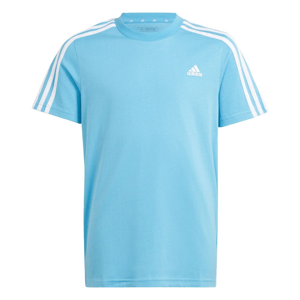 Playera Adidas Essentials 3 Franjas Algodón Azul para Niños