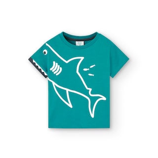 Foto 1 | Playera de Punto Boboli Azul Estampado Tiburón para Niño