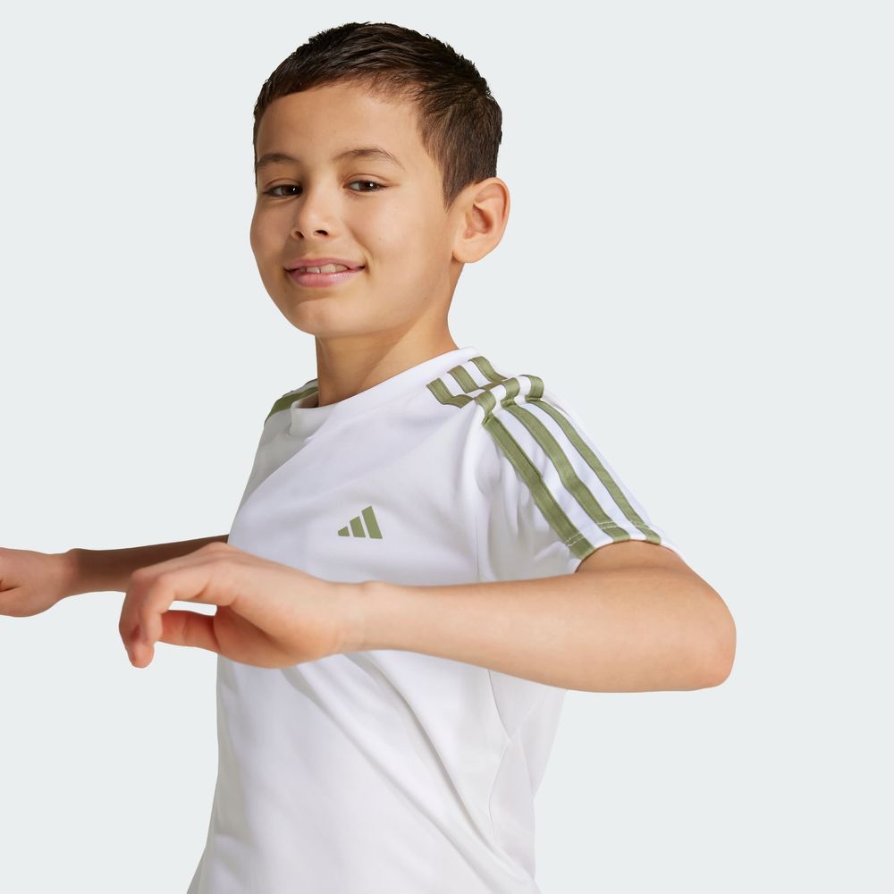Foto 7 | Playera Train Essentials Aeroready 3 Franjas Ajuste Clásico Adidas Blanco Niños