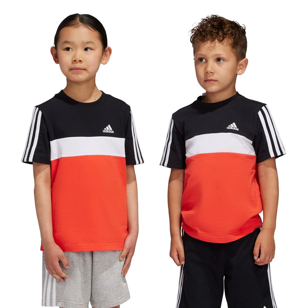 Foto 4 pulgar | Playera Tiberio 3 Franjas Colorblock De Algodón Para Niños Adidas Negro Niños