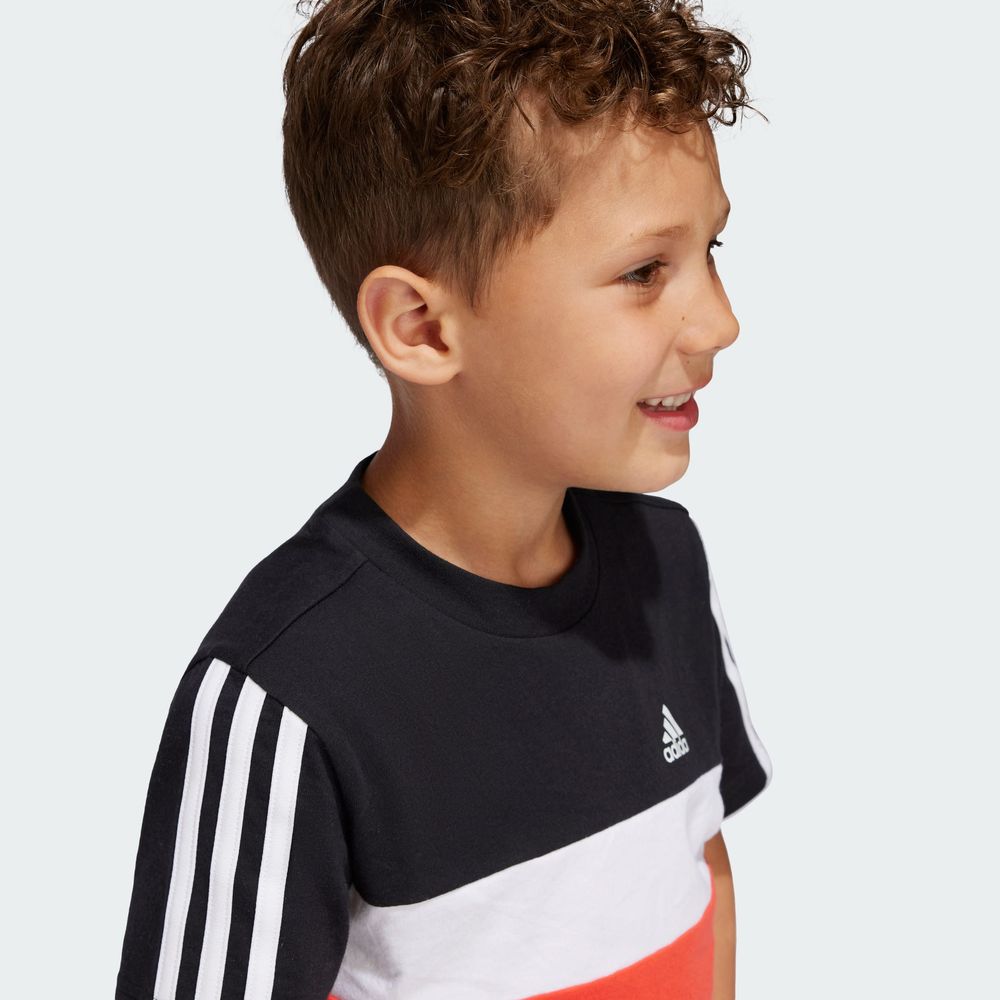 Foto 9 pulgar | Playera Tiberio 3 Franjas Colorblock De Algodón Para Niños Adidas Negro Niños