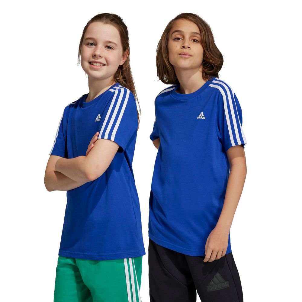 Foto 4 pulgar | Playera Essentials 3 Franjas Algodón Adidas Azul Niños