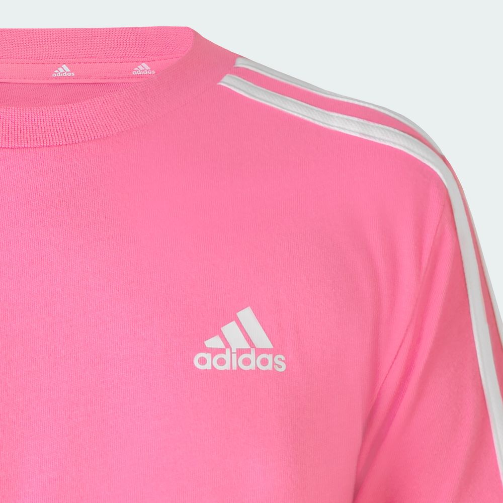 Foto 4 pulgar | Playera Essentials 3 Franjas Algodón Adidas Rosa Niños