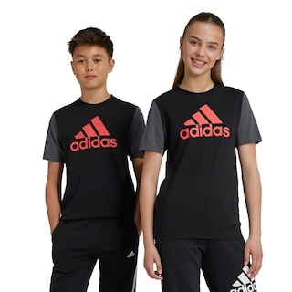 Foto 3 | Playera Essentials Big Logo Colorblock Kids Adidas Negro Niños