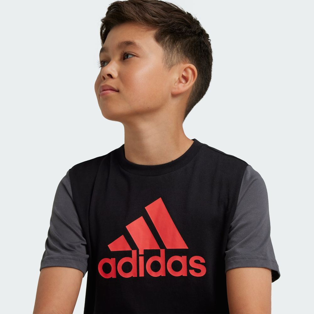 Foto 7 | Playera Essentials Big Logo Colorblock Kids Adidas Negro Niños