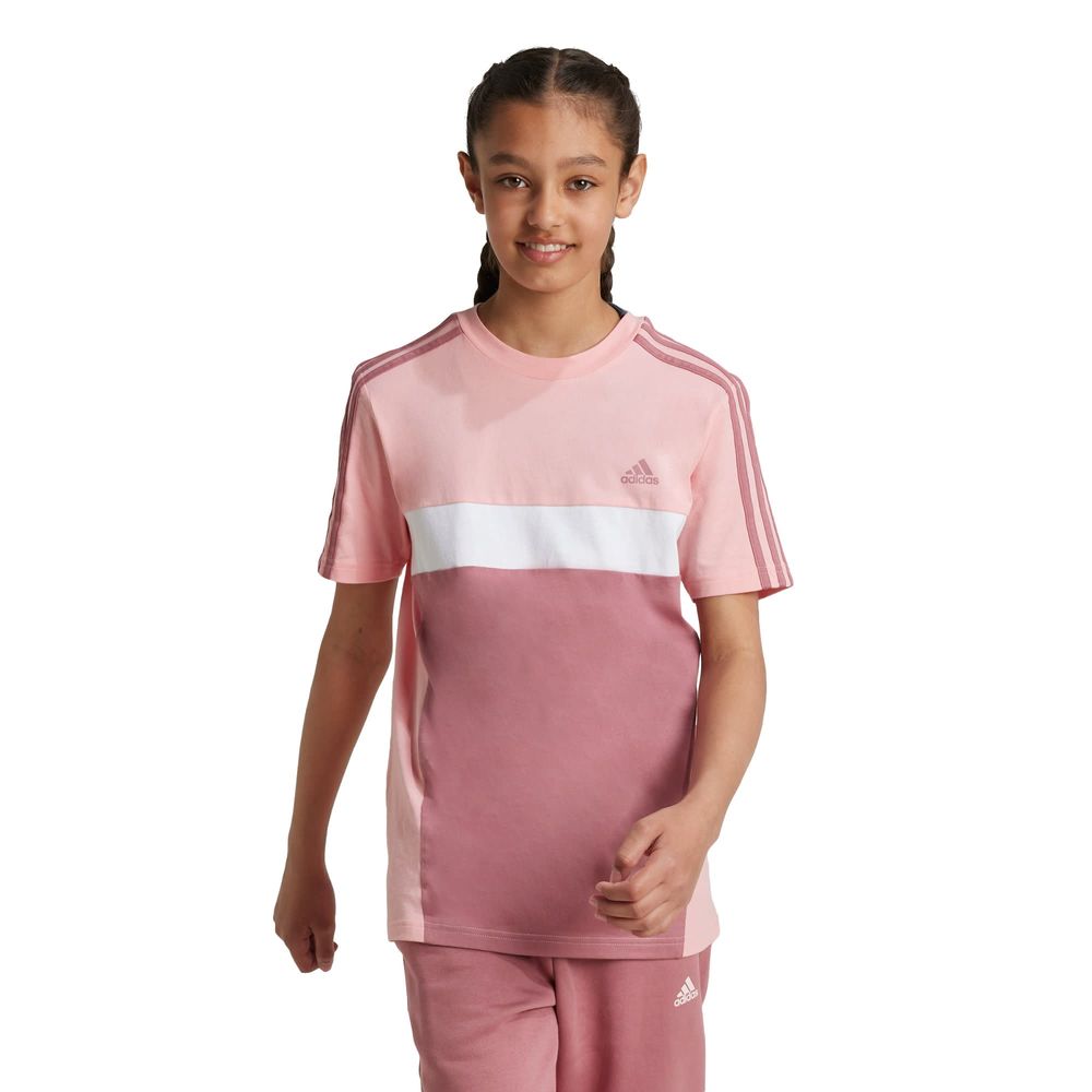 Foto 2 | Playera Tiberio 3 Franjas Colorblock De Algodón Para Niños Adidas Rosa Niños