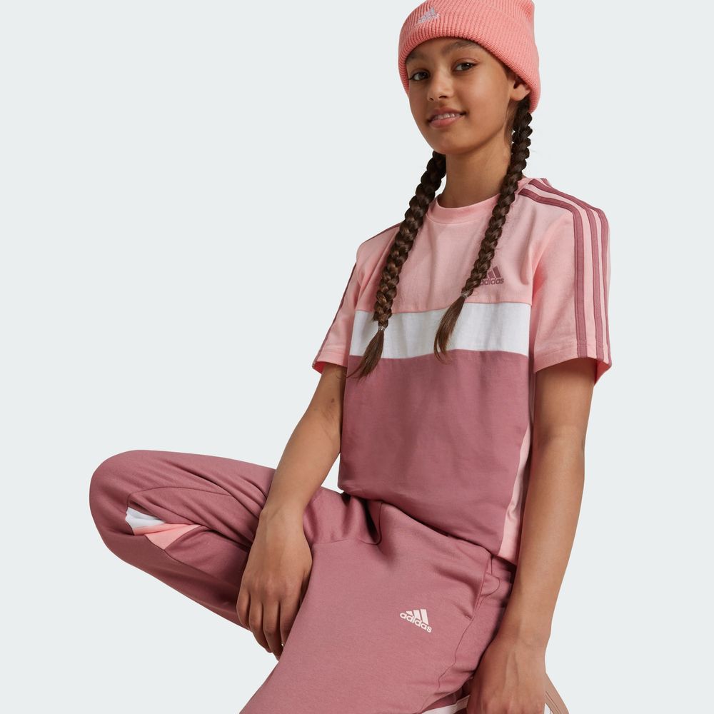 Foto 6 | Playera Tiberio 3 Franjas Colorblock De Algodón Para Niños Adidas Rosa Niños