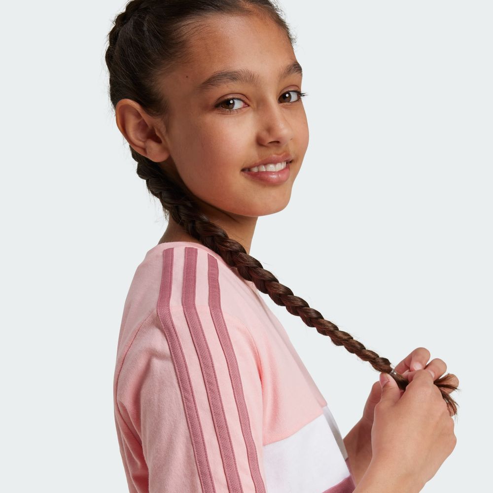 Foto 7 | Playera Tiberio 3 Franjas Colorblock De Algodón Para Niños Adidas Rosa Niños