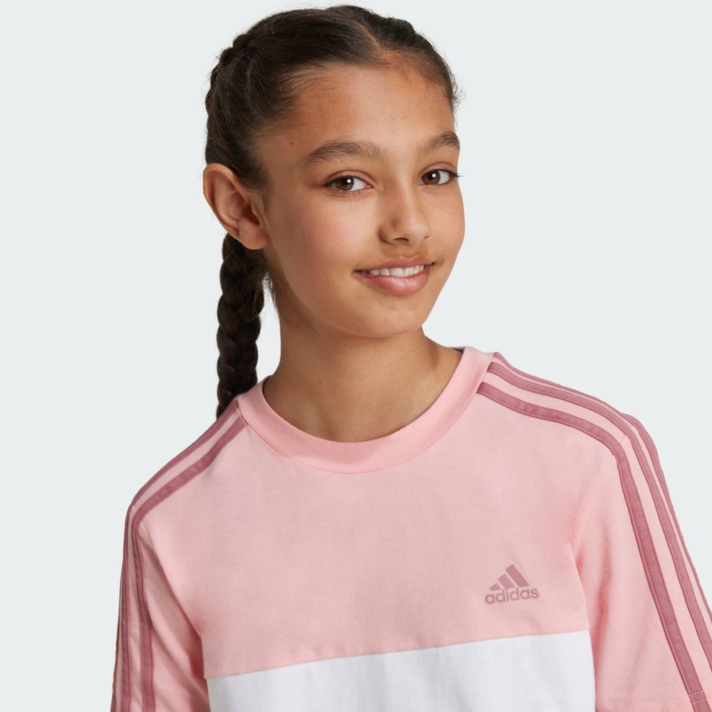 Foto 9 pulgar | Playera Tiberio 3 Franjas Colorblock De Algodón Para Niños Adidas Rosa Niños