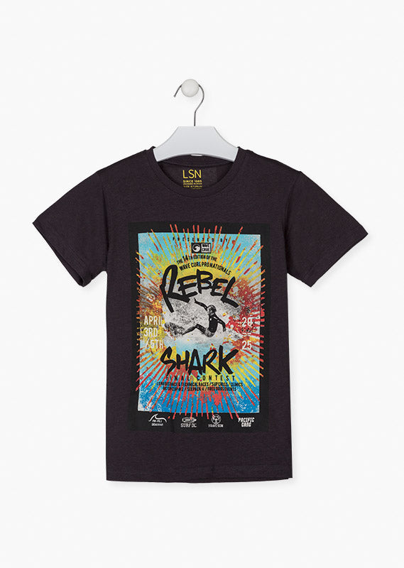 Playera Negro ''rebel Shark'' Para Niño Losan