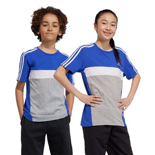 Foto 3 | Playera Tiberio 3 Franjas Colorblock De Algodón Para Niños Adidas Azul Niños