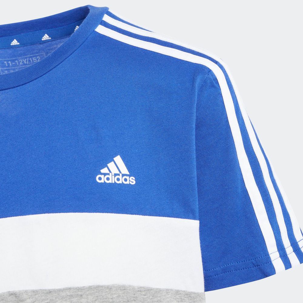 Foto 7 | Playera Tiberio 3 Franjas Colorblock De Algodón Para Niños Adidas Azul Niños