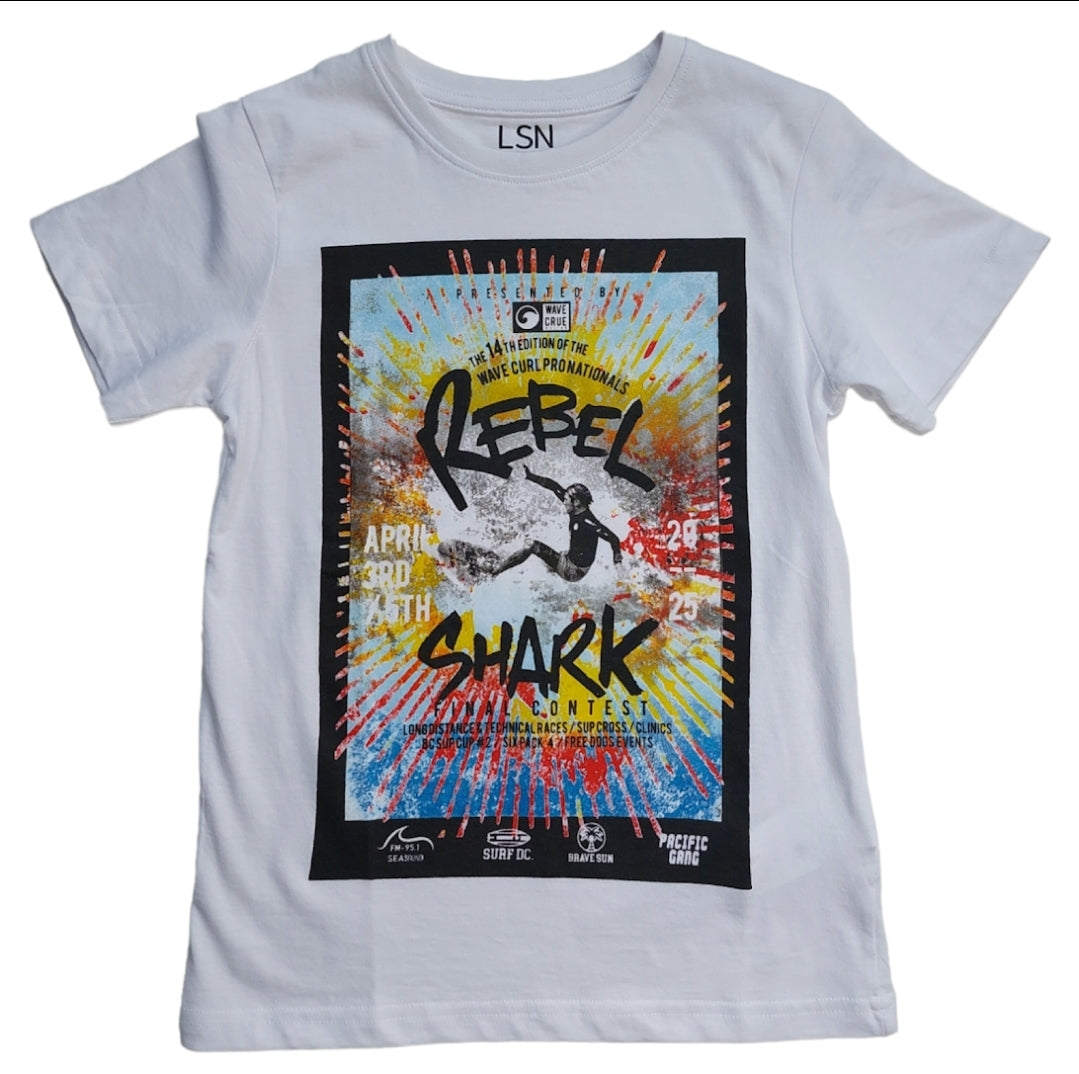 Foto 2 pulgar | Playera Color Blanco ''rebel Shark'' Para Niño Losan