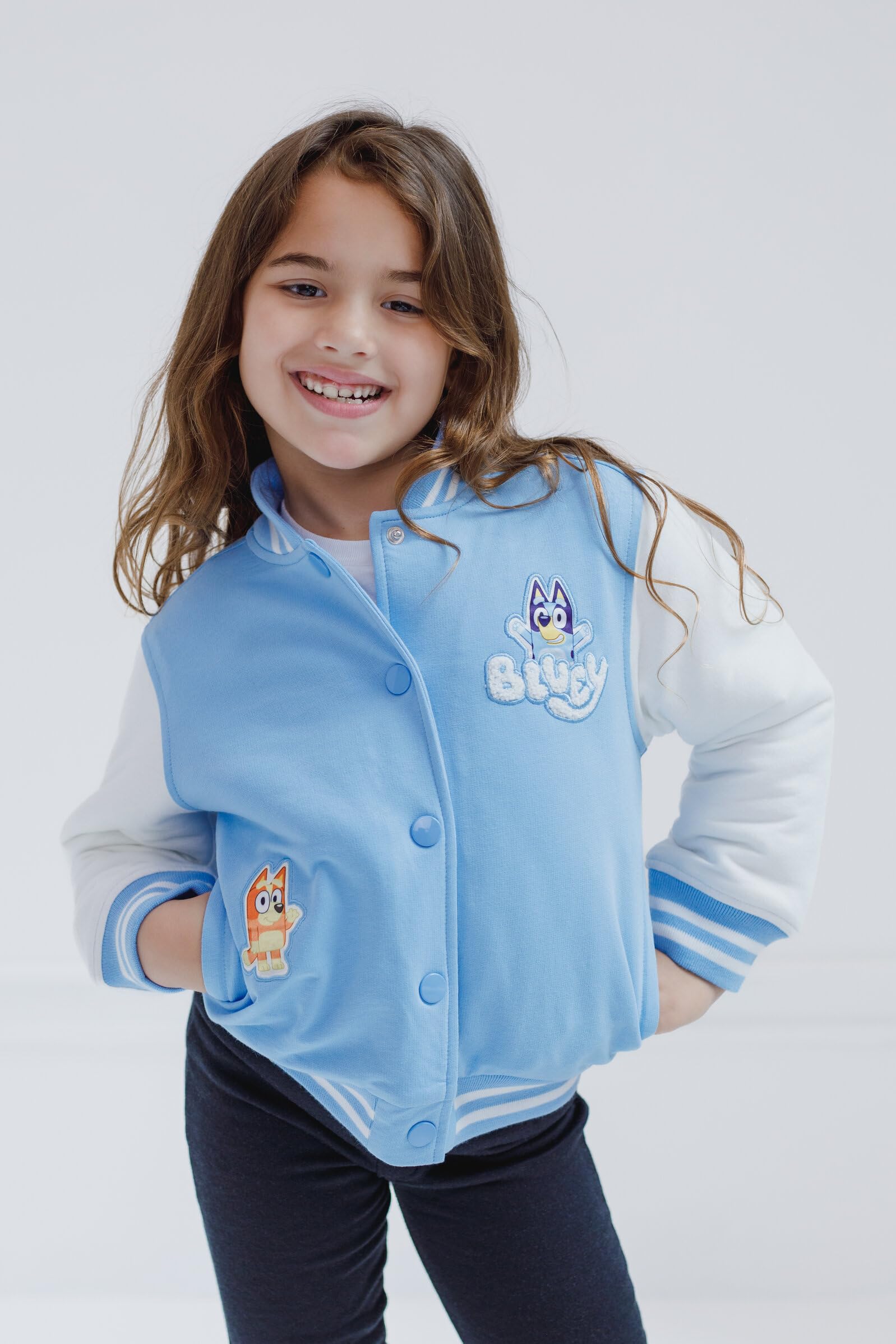 Foto 2 | Chaqueta Bluey Bingo Varsity Bomber Para Niñas Pequeñas, Talla 6 - Venta Internacional.