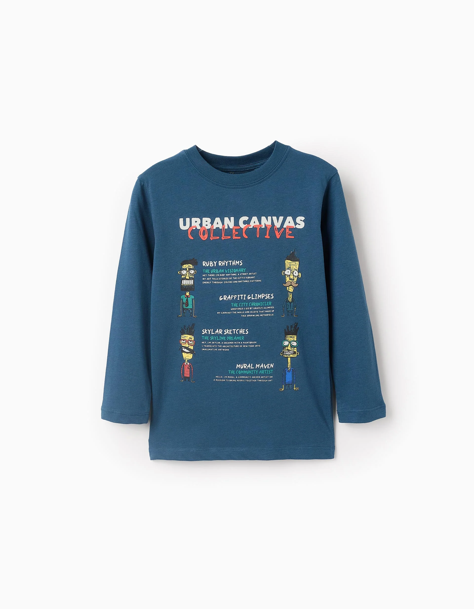 Foto 1 | Playera De Manga Larga Para Niño 'urban Canvas Turquesa Zippy