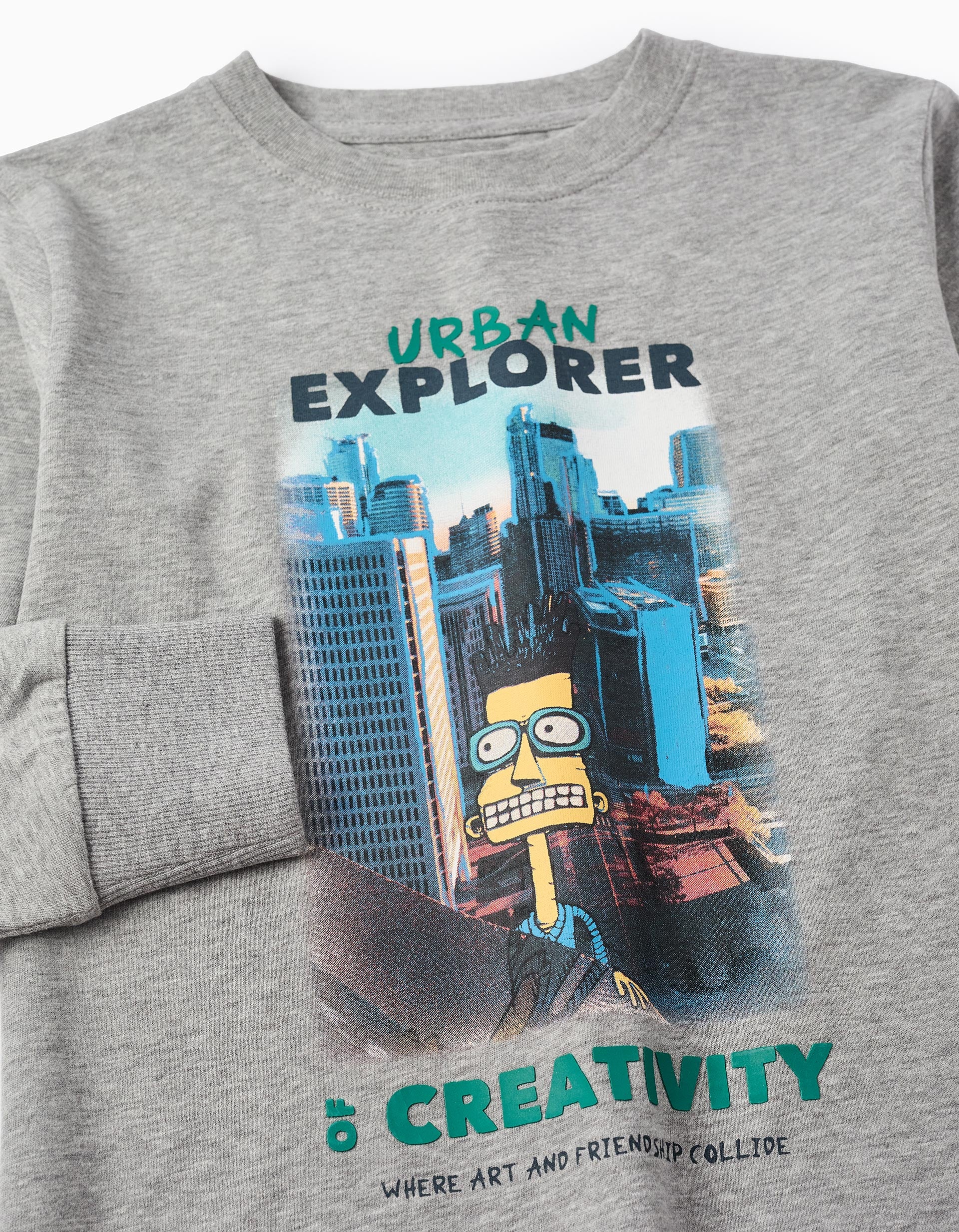 Foto 4 pulgar | Playera De Manga Larga Para Niño 'urban Explorer Gris Zippy