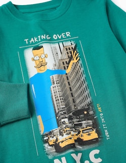Foto 2 | Playera De Manga Larga Para Niño Taking Over Verde Zippy