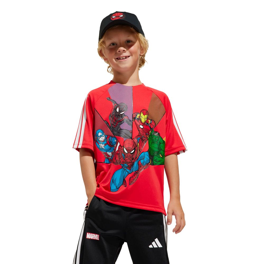 Foto 3 pulgar | Playera Adidas X Marvel Spider-man Kids Adidas Rojo Niños