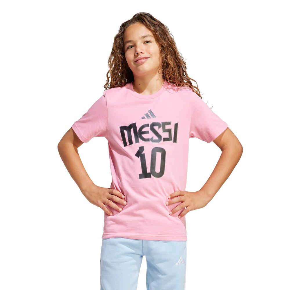 Foto 3 pulgar | Playera Messi Nombre Y Número Estampada Niños Adidas Rosa Niños