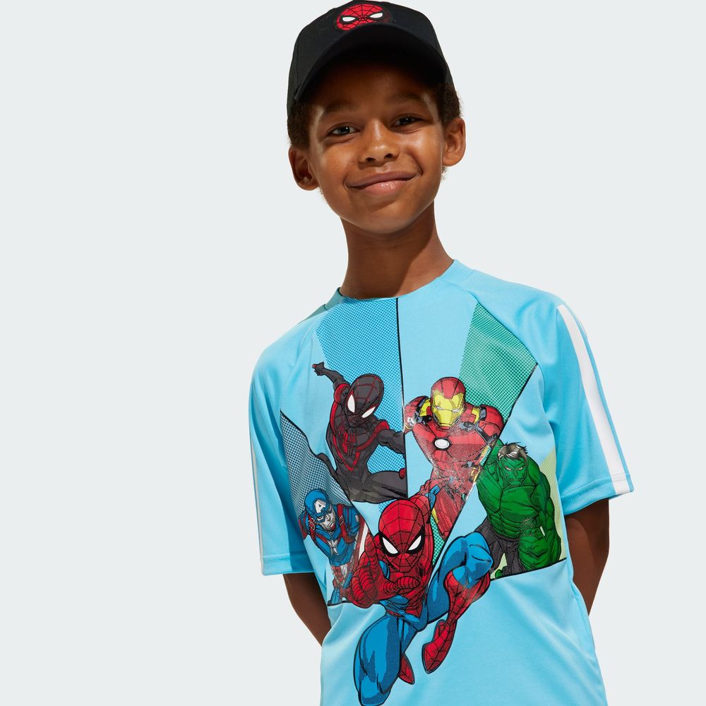 Foto 8 pulgar | Playera Adidas X Marvel Spider-man Kids Adidas Azul Niños