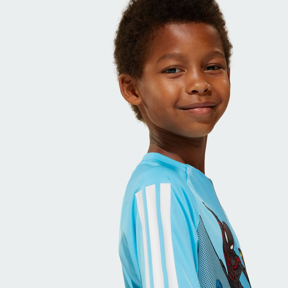 Foto 9 pulgar | Playera Adidas X Marvel Spider-man Kids Adidas Azul Niños