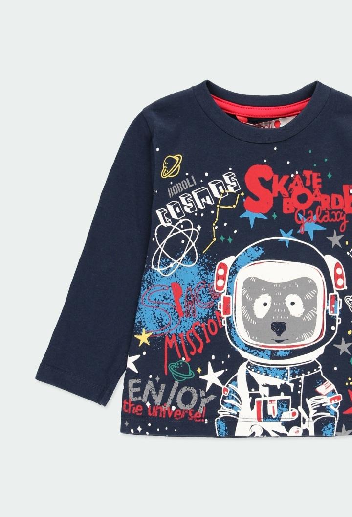 Foto 3 pulgar | Playera Manga Larga Azul Marino “skate Boarde Galaxy” Bebe Boboli
