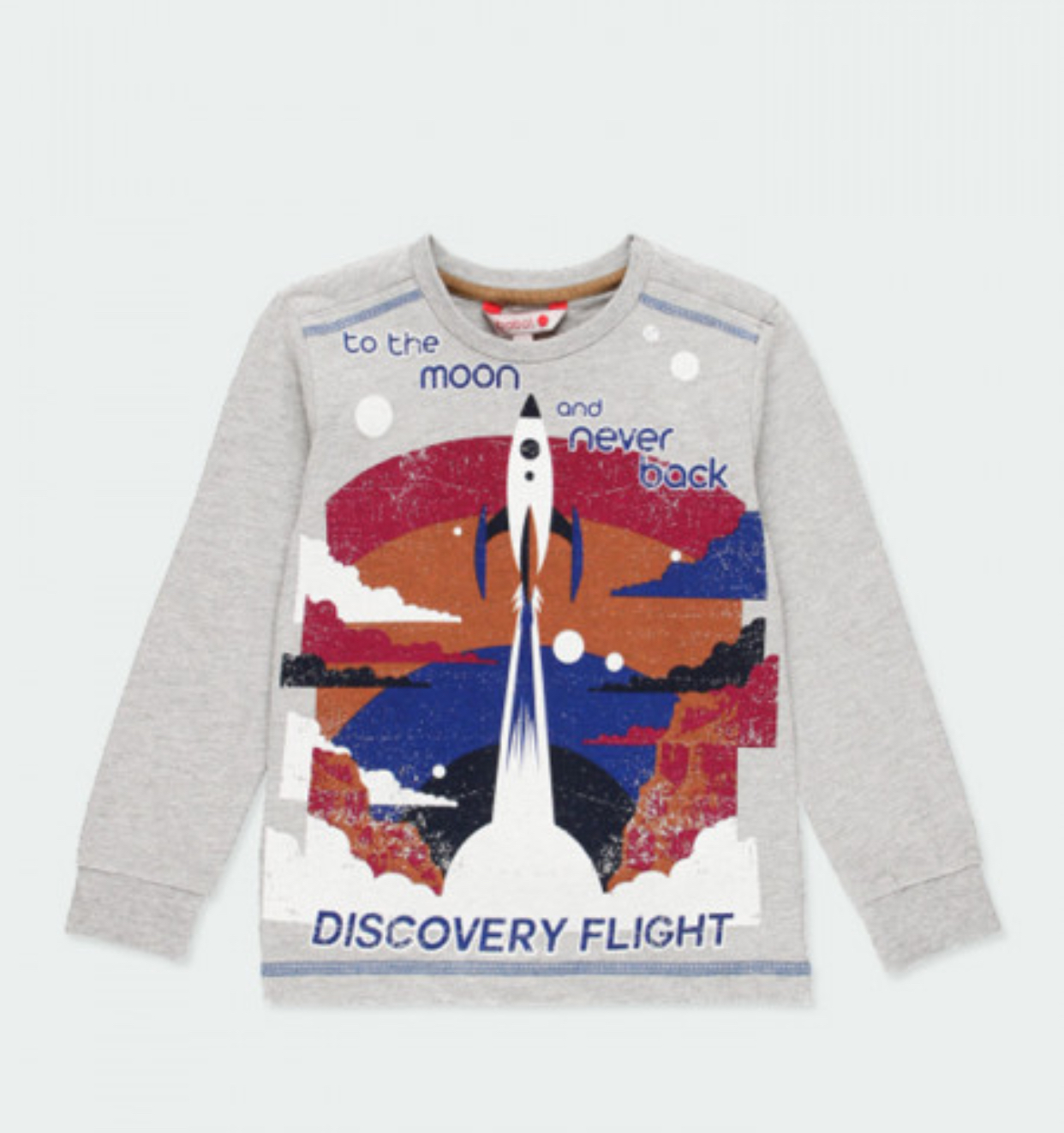 Foto 1 | Playera Gris De Manga Larga “to The Moon And Never Back” Niño Boboli