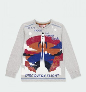 Foto 1 | Playera Gris De Manga Larga “to The Moon And Never Back” Niño Boboli