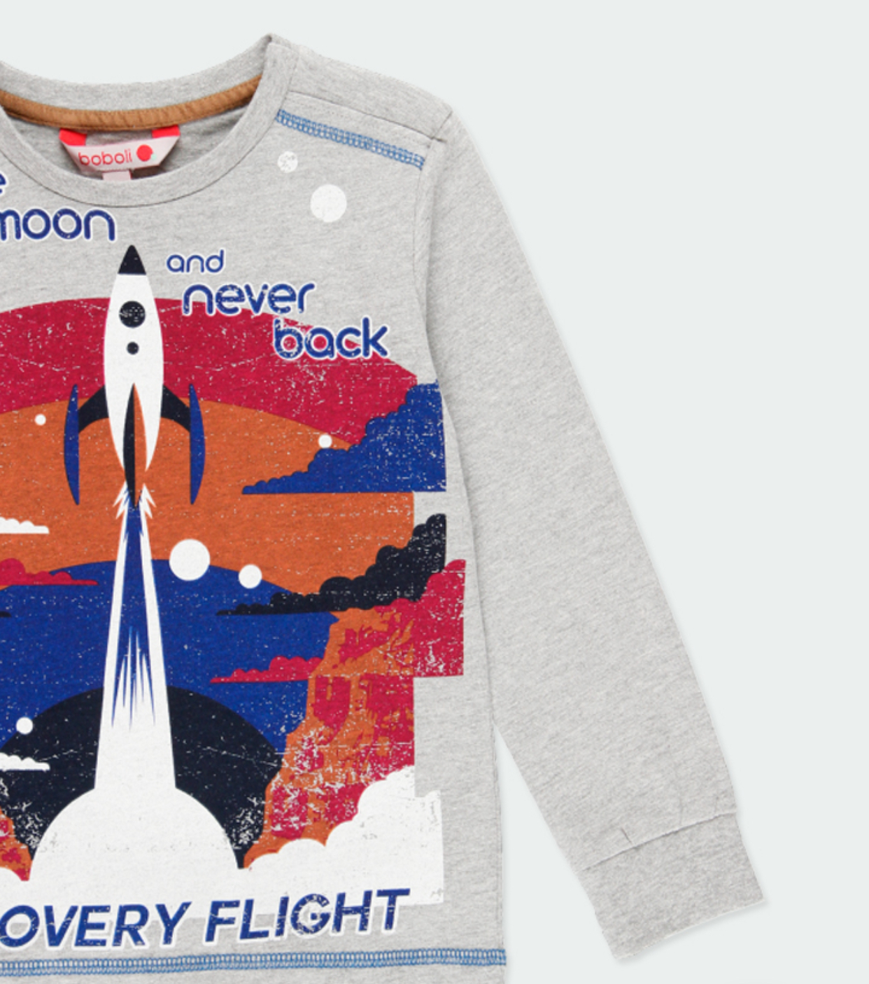 Foto 3 pulgar | Playera Gris De Manga Larga “to The Moon And Never Back” Niño Boboli