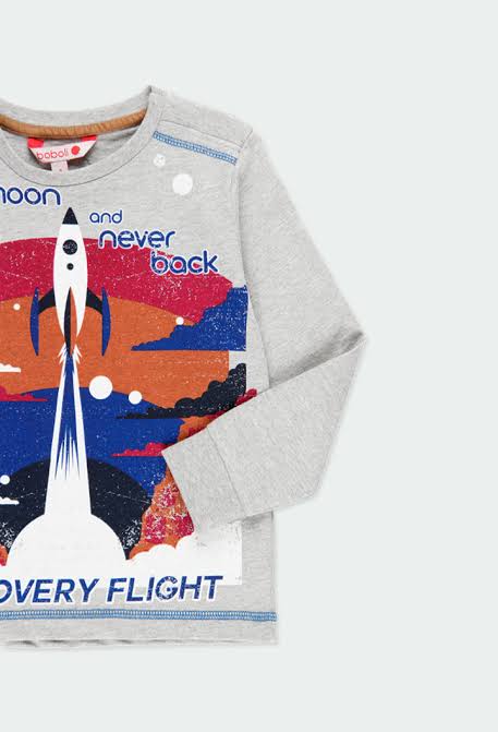 Foto 4 pulgar | Playera Gris De Manga Larga “to The Moon And Never Back” Niño Boboli
